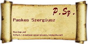 Paskes Szergiusz névjegykártya